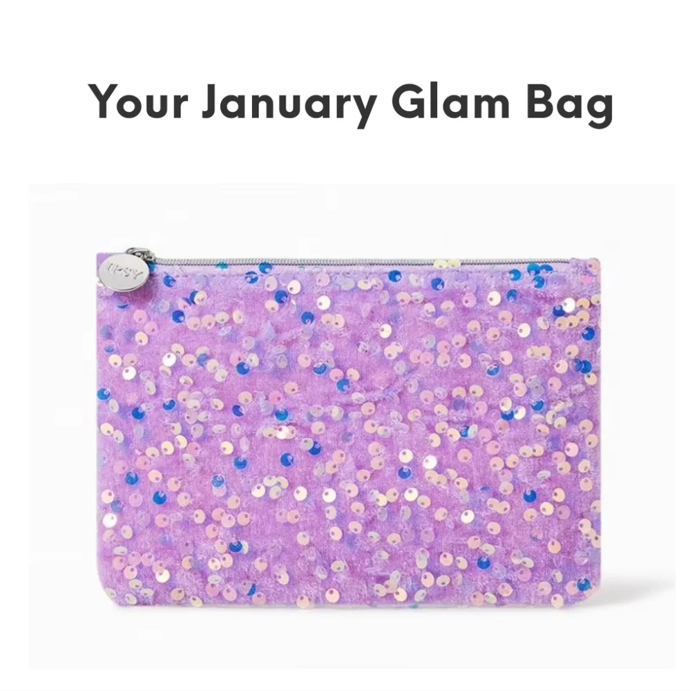 NEW ipsy purple sequin cosmetic bag